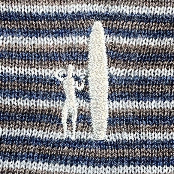 Johnnie-O Mens Virgil Prep Merino Wool Striped Sweater Sz Medium Gray Tan White - Picture 12 of 16